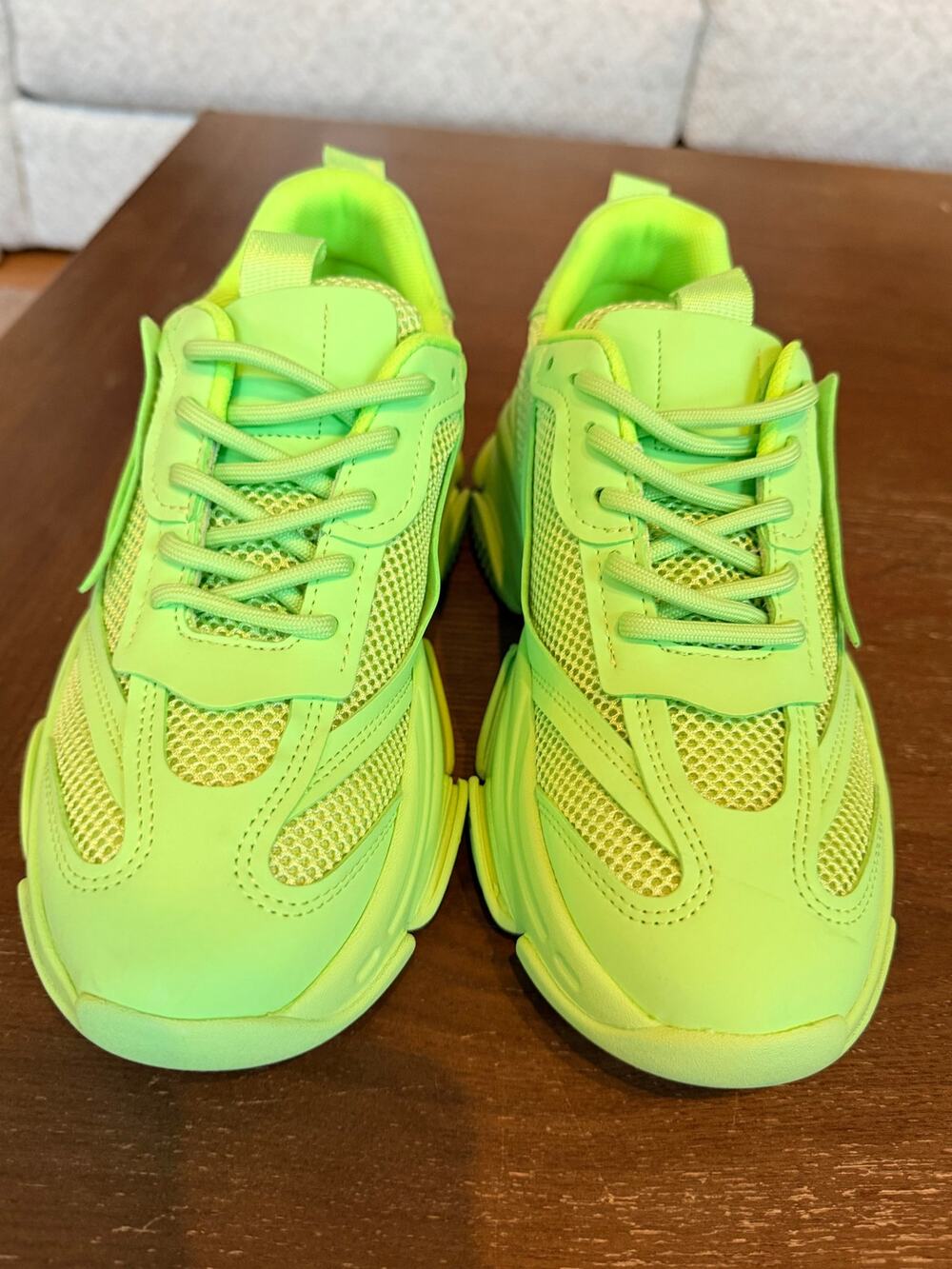 New Steve Madden Possession Neon Lime Green Chunky Platform Sneakers 8M NWOT - Picture 1 of 6